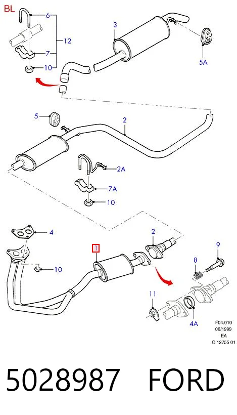 5028987 Ford Штаны глушителя передние