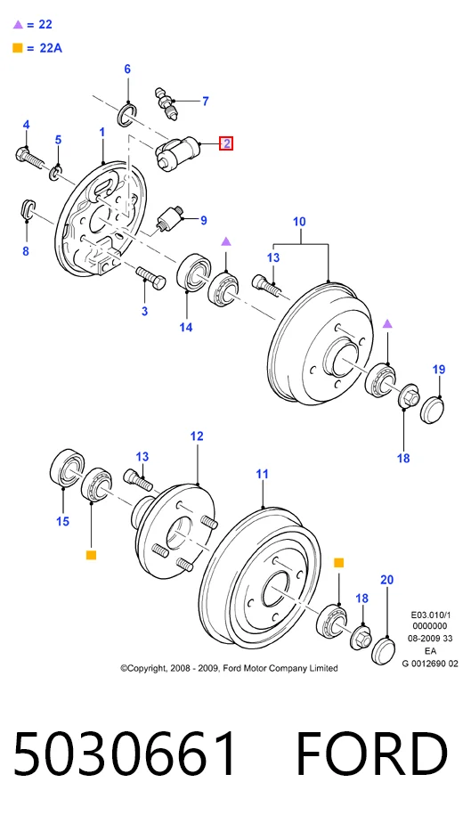 5030661 Ford Цилиндр тормозной колесный, задний