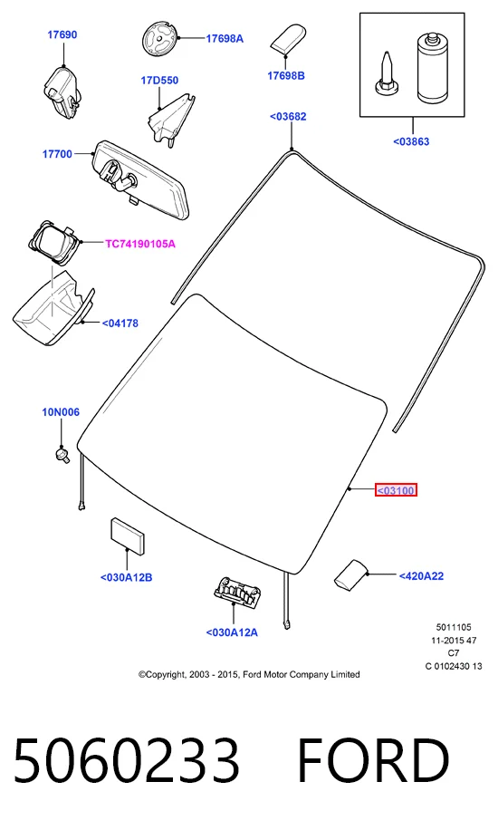  Лобовое стекло Ford Connect 