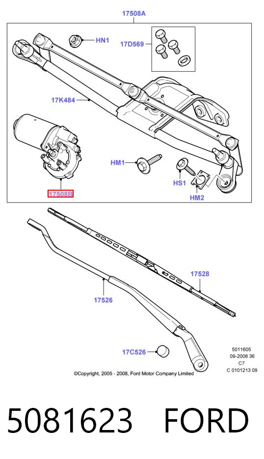 5081623 Ford Мотор стеклоочистителя передний