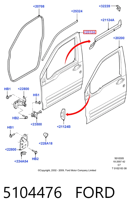Дверь передняя правая на Ford Connect TOURNEO PU2
