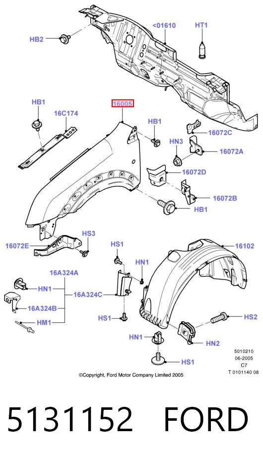 5131152 Ford Переднее левое крыло