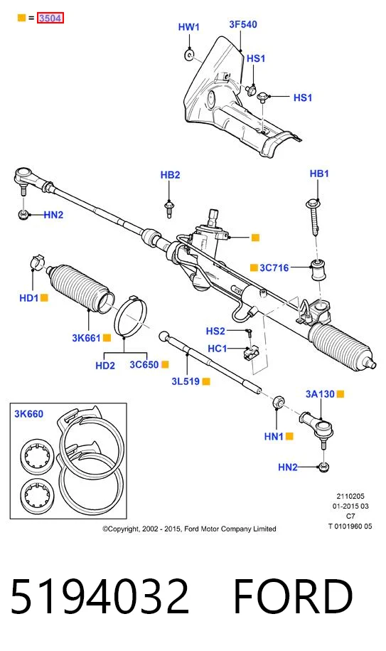 5194032 Ford Управление рулевое в сборе