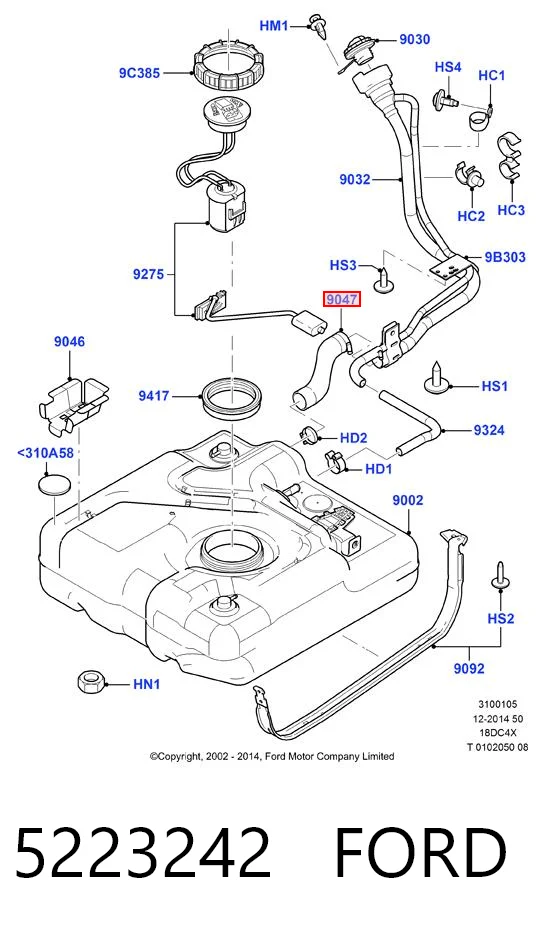 5223242 Ford Патрубок бака, к заливной горловине