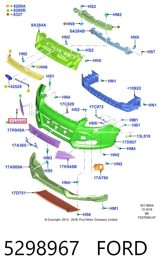 5298967 Ford Передняя заглушка бампера буксировочного крюка