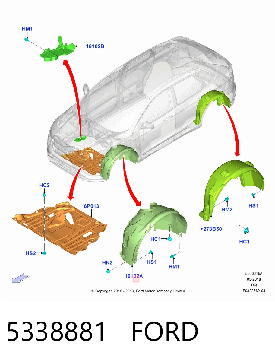 FT4BR16114DE Ford Подкрыльник переднего крыла, правый