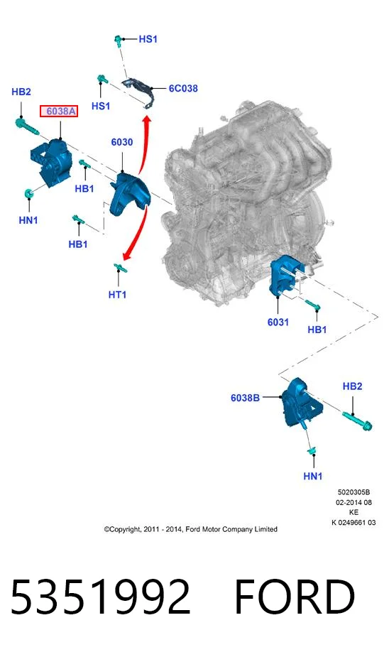 5351992 Ford Правая подушка двигателя