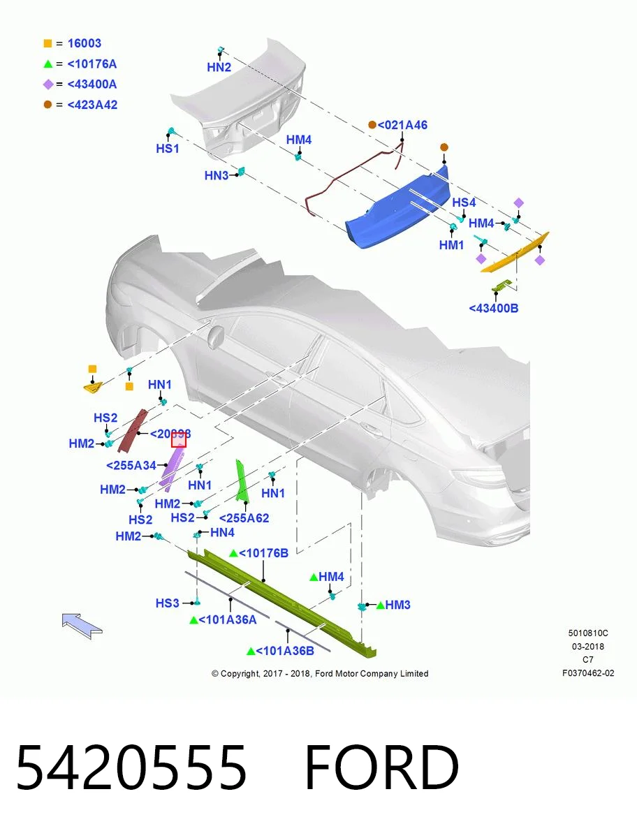 5420555 Ford Накладка передней двери, левой, вертикальная