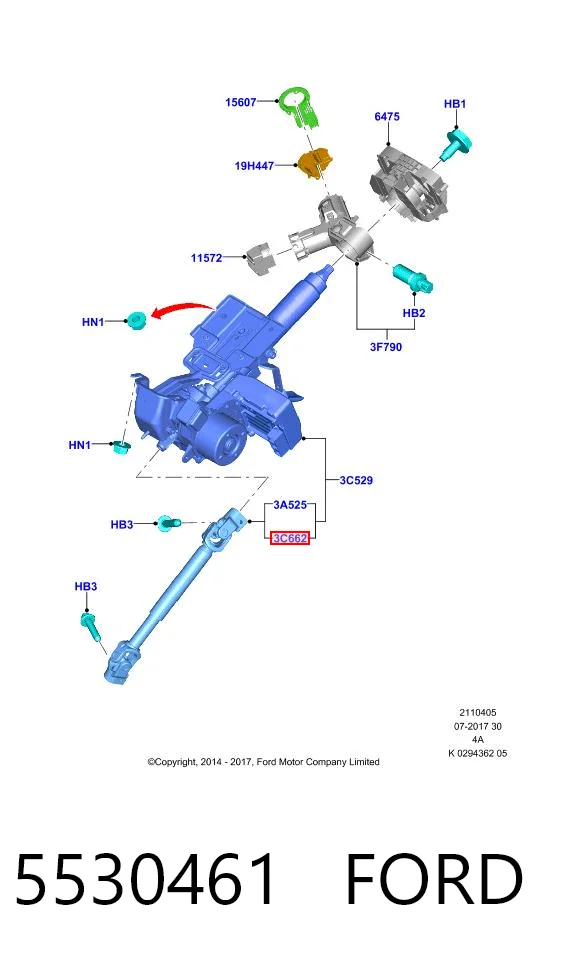 5530461 Ford Кардан вала рулевой колонки, нижний