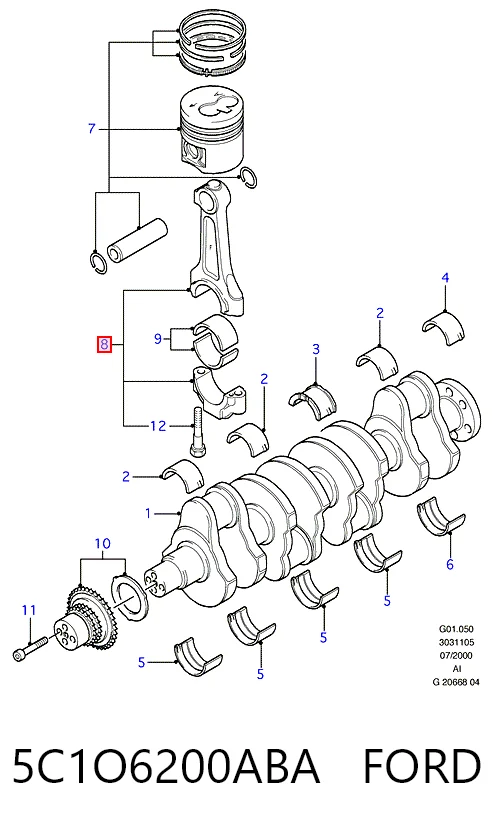 Шатун поршня ДВС BMY BMY1103 цена, от 44.88 USD