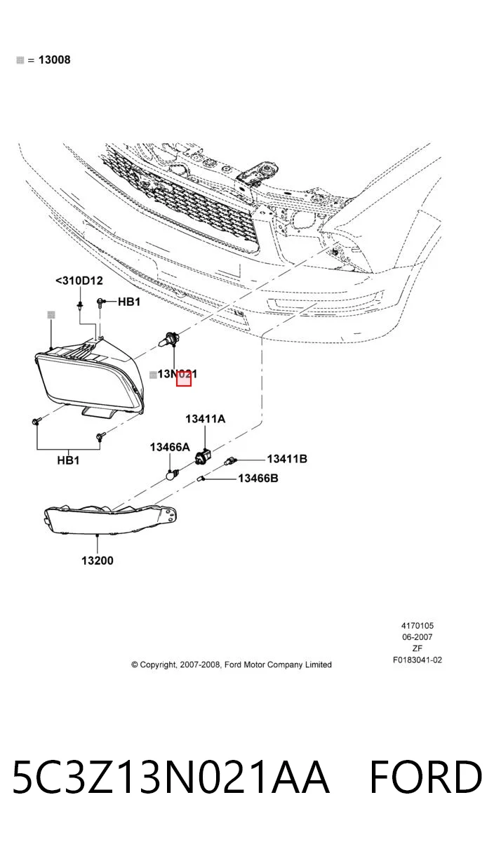 5C3Z13N021AA Ford Лампочка дальнего света