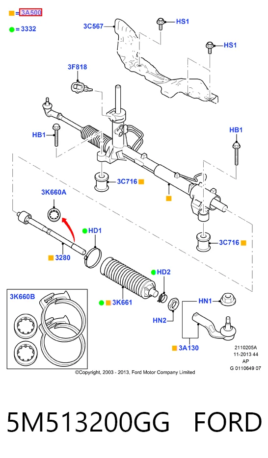 5M513200GG Ford Управление рулевое в сборе