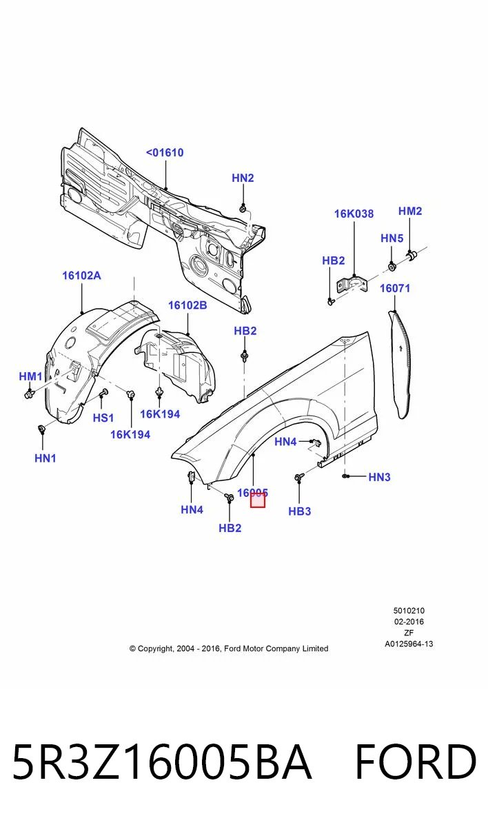5R3Z16005BA Ford Переднее правое крыло