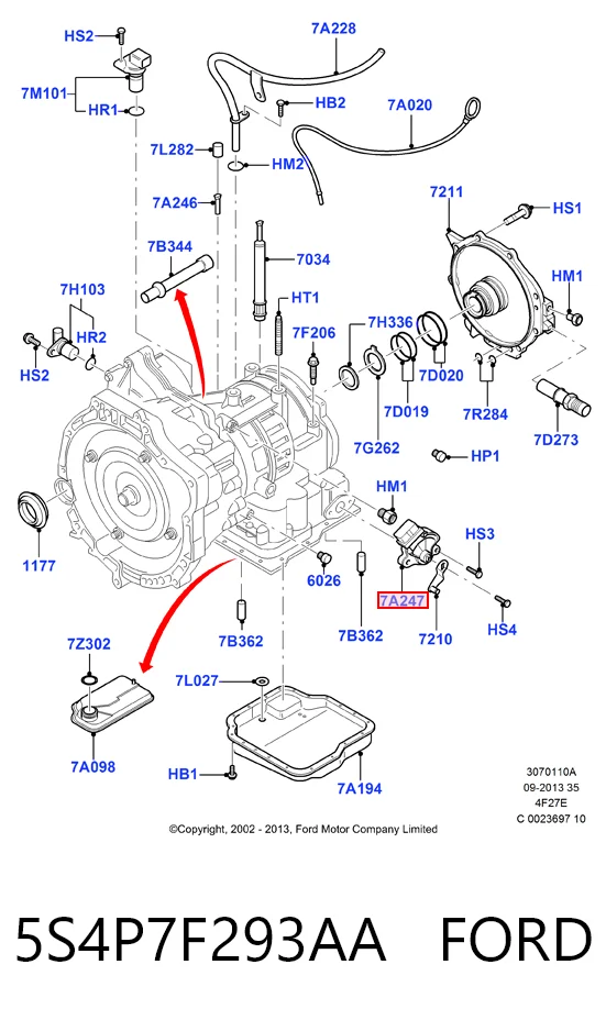 5S4P7F293AA Ford Датчик положения селектора АКПП