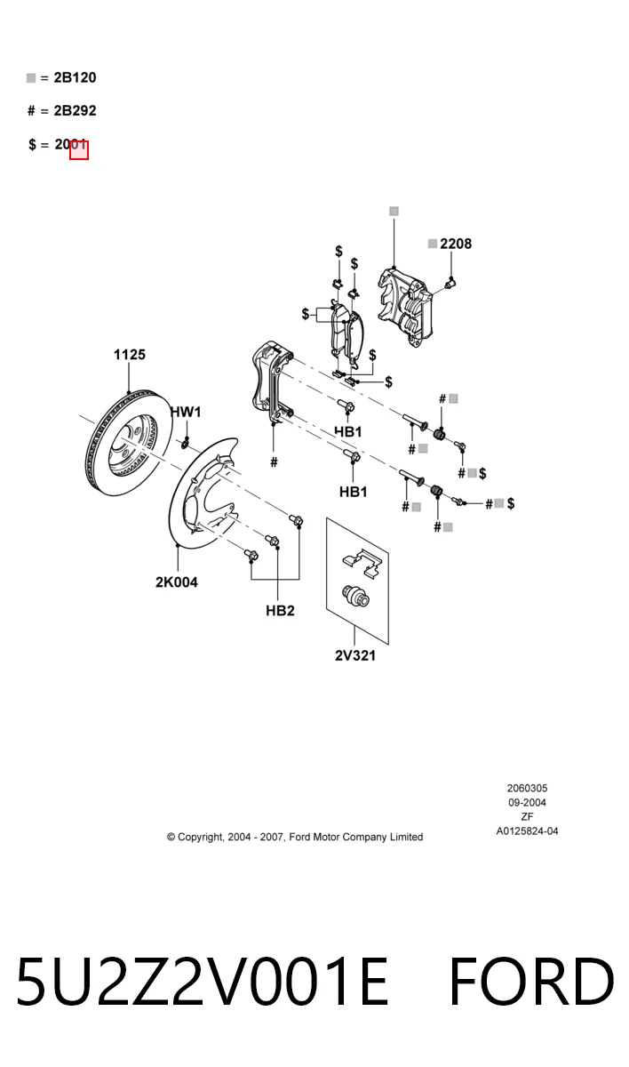5U2Z2V001E Ford Колодки передние