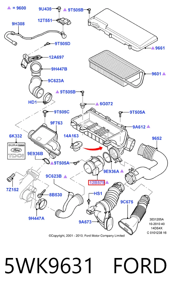 5WK9631 Ford Датчик расхода воздуха