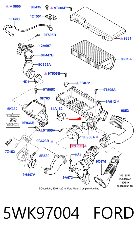 5WK97004 Ford Датчик расхода воздуха