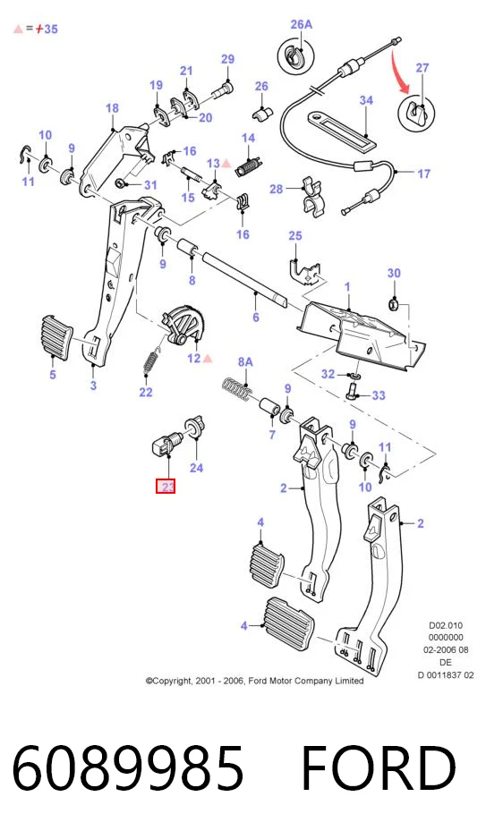 6089985 Ford Датчик тормоза