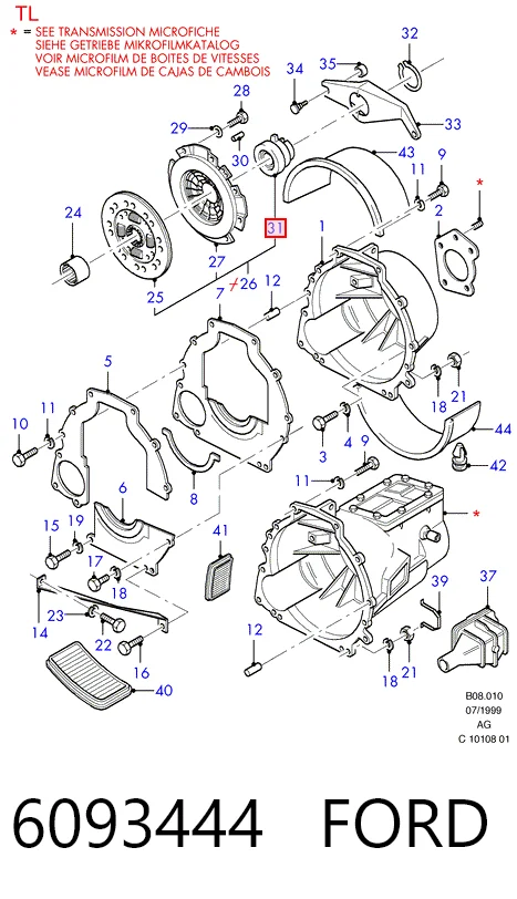 Подшипник выжимной сцепления на Ford Transit III V