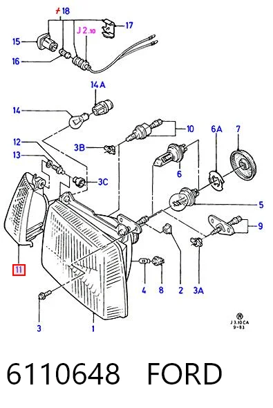 Поворотник правый на Ford Escort III GAA, AWA, ABFT, AVA