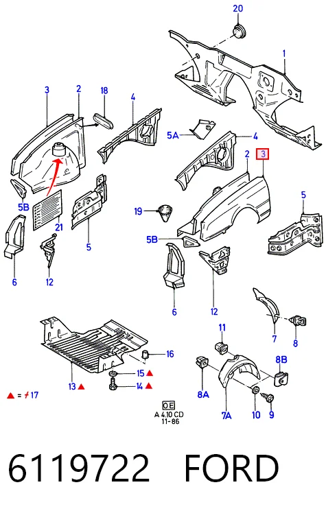 Крыло переднее правое Ford Sierra 1 GBC