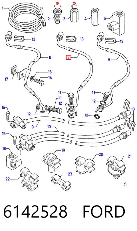 6142528 Ford Шланг тормозной левый передний