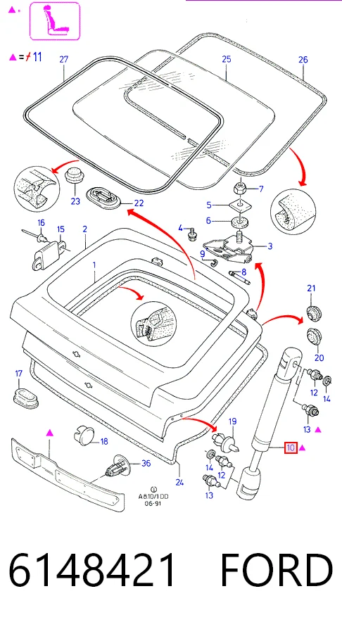 Амортизатор задней двери Ford Sierra I хэтчбек (GBC) (1982 - 1987) цена, от 8.61 USD