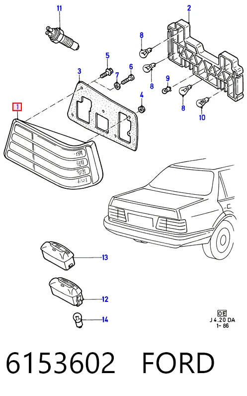 Задняя левая фара Ford Orion II седан (AFF) (1985 - 1990) цена, от 137.18 USD