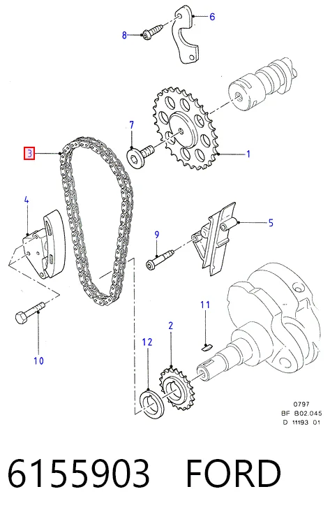 Цепь привода распредвала Ford Sierra II седан (GBG, GB4) (1987 - 1993) цена, от 27.89 USD