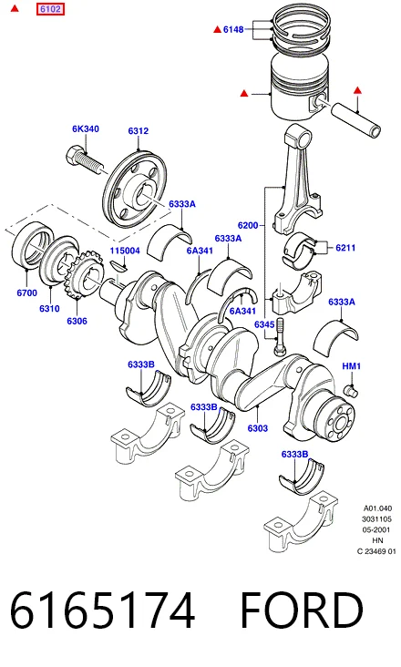 Поршня, 2-й ремонт на Ford Fiesta COURIER J5S, J3S