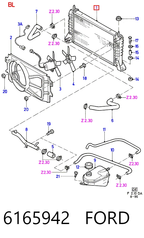 Радиатор охлаждения двигателя Ford Escort IV хэтчбек (GAF, AWF, ABFT) (1985 - 1990) цена, от 36.71 USD