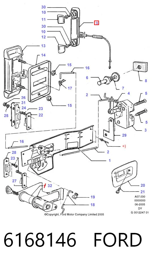 6168146 Ford Ручка  боковой двери внутренняя правая