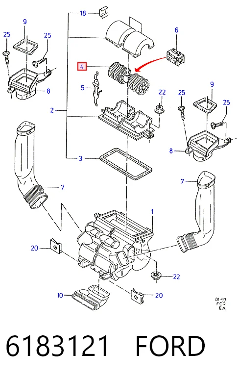Электромотор печки на Ford Escort V GAL