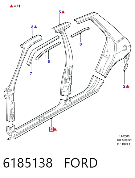 Порог наружний правый на Ford Fiesta Mk3 GFJ