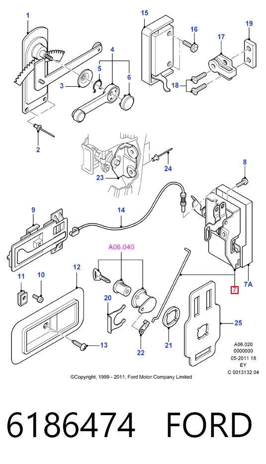 6186474 Ford Внутренний дверной замок