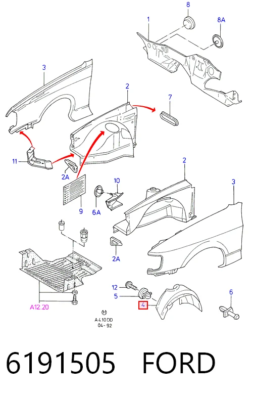 Подкрылок крыла переднего левый Ford Sierra II седан (GBG, GB4) (1987 - 1993) цена, от 11.30 USD
