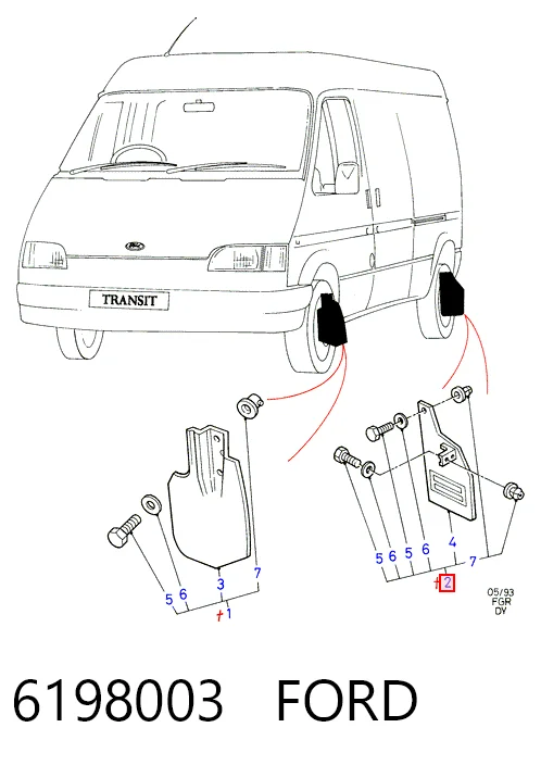 Брызговики задние, комплект Ford Transit IV фургон (E) (1994 - 2000) цена, от 8.97 USD