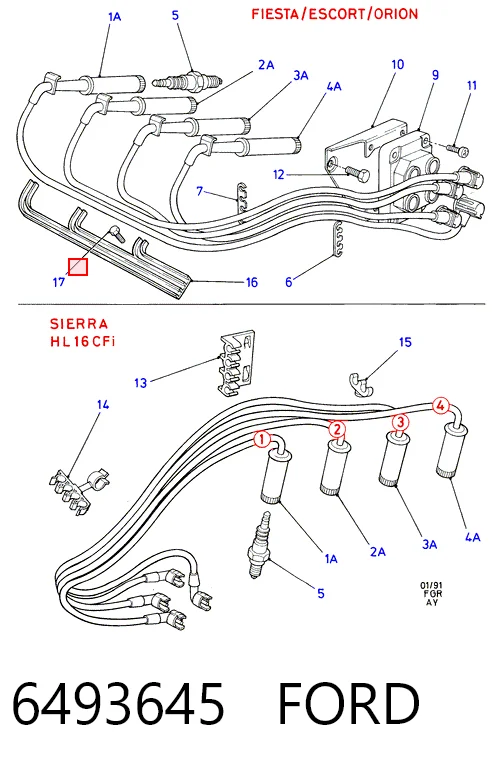 Провода зажигания Ford Fiesta Mk3 хэтчбек (GFJ) (1989 - 1995) цена, от 23.18 USD