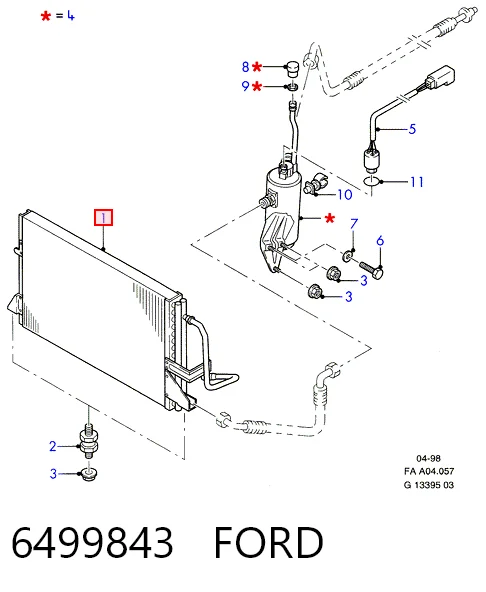 Конденсатор кондиционера Ford Escort CLASSIC хэтчбек (AAL, ABL) (1998 - 2000) цена, от 41.30 USD