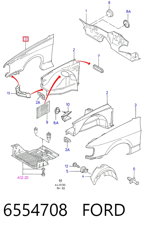 Крыло переднее левое Ford Sierra II седан (GBG, GB4) (1987 - 1993) цена, от 225.15 USD