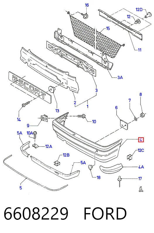 Бампер задний Ford Escort V хэтчбек (GAL) (1990 - 1992) цена, от 44.34 USD