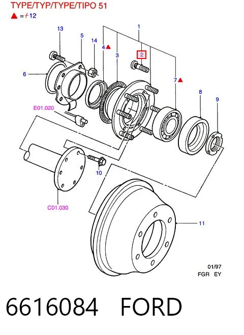 Купить T104529 Ford Шпилька колесная задняя