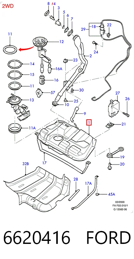 Бензобак Ford Escort VII хэтчбек (GAL, AAL, ABL) (1995 - 1998) цена, от 79.66 USD