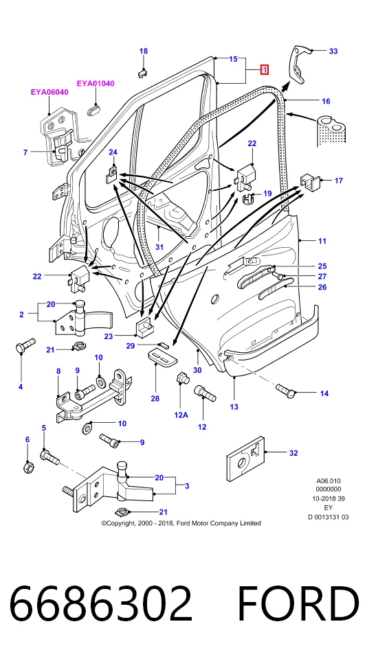 Водительская дверь на Ford Transit IV E