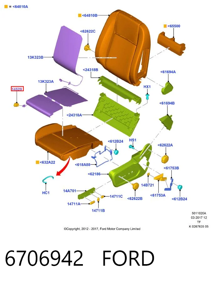 6706942 Ford Кнопка включения обогрева сиденья