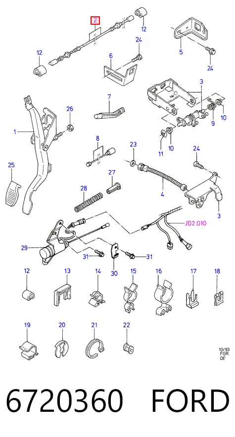 Трос акселератора на Ford Sierra II GBG, GB4