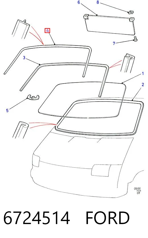 Рама ветрового окна Ford Transit IV фургон (E) (1994 - 2000) цена, от 12.71 USD