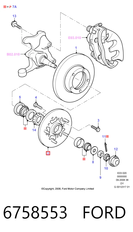 Ступица колеса передняя на Ford Transit IV E