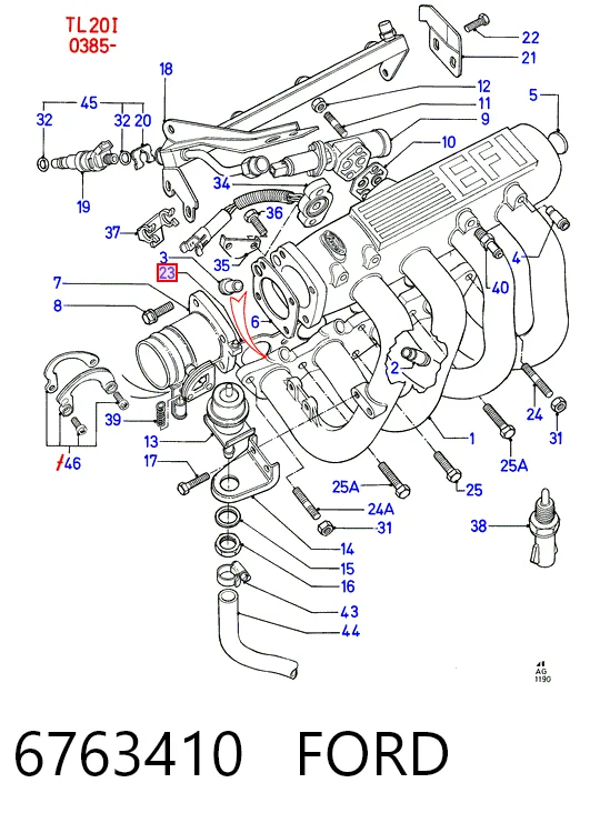  Прокладка впускного коллектора на Ford Sierra I GBC