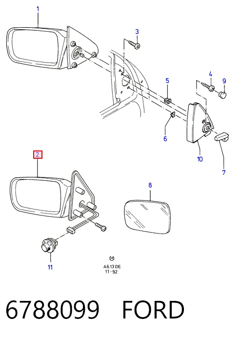 Левое боковое зеркало на Ford Scorpio I GAE, GGE